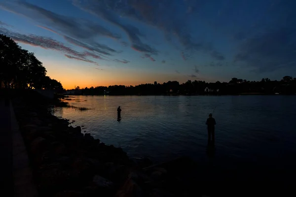 Pescadores Río Narva Estonia — Foto de Stock