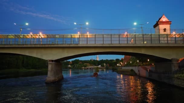 Pont Sur Rivière Narva Frontière Entre Estonie Russie — Video