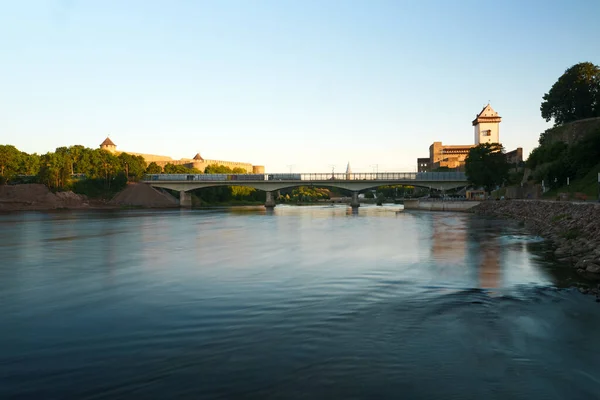 Border Bridge Friendship Narva Ivangorod — Stock Photo, Image