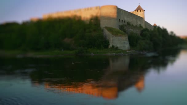Vista Del Castillo Ivangorod Rusia Desde Estonia — Vídeos de Stock