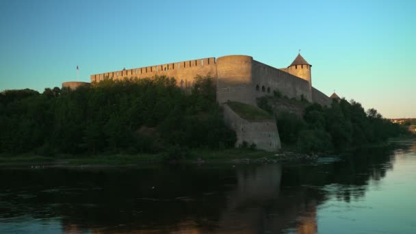 Vue Château Ivangorod Russie Depuis Estonie — Video