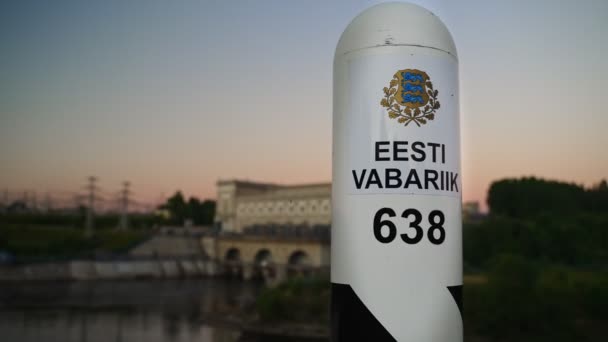 Punkt Graniczny Republiki Estońskiej Drugiej Stronie Jest Rosja — Wideo stockowe