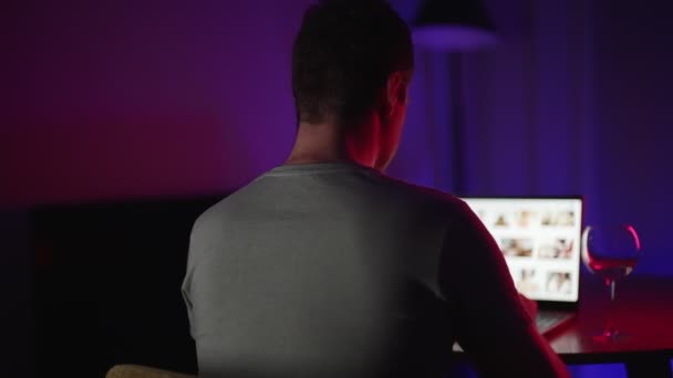 Man Secretly Watching Porn Sites Night — Stock Video