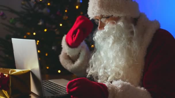 Santa Claus Mluví Webkameře — Stock video