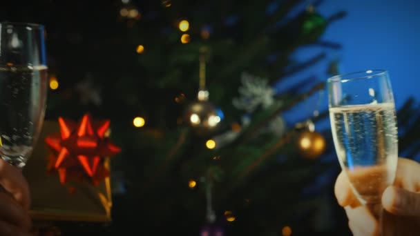Пара Кмітливих Окулярів Шампанським Новий Рік Або Різдво — стокове відео