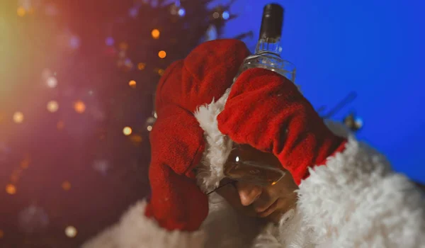 Santa Bottle Whiskey New Year — Stock Photo, Image