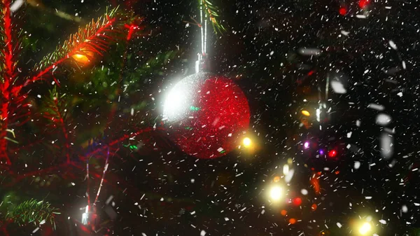 Albero Natale Decorato Con Palline Ghirlanda — Foto Stock
