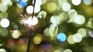 Noel ağacının arka planında Bengal yangını.