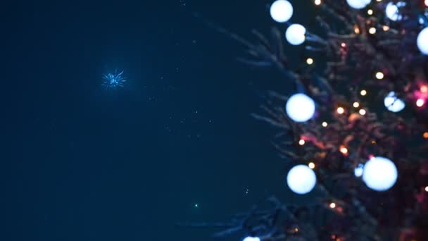 Noel Ağacı Havai Fişekler Gökyüzünde — Stok video