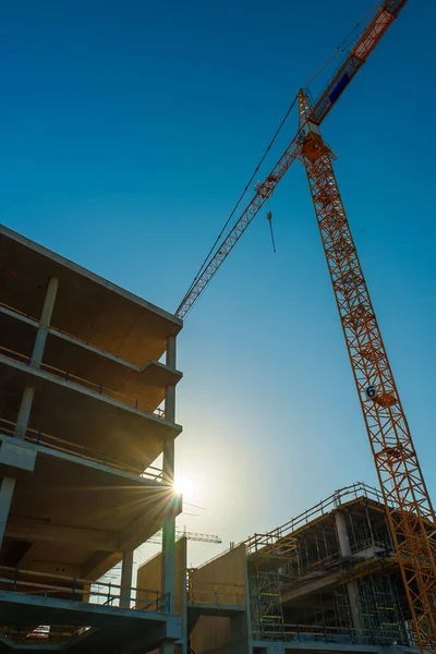 Grúa Construcción Industrial Ciudad — Foto de Stock