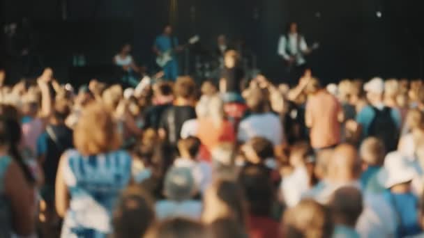 Musical Band Performing Live Stage Blurred Image — Stock Video