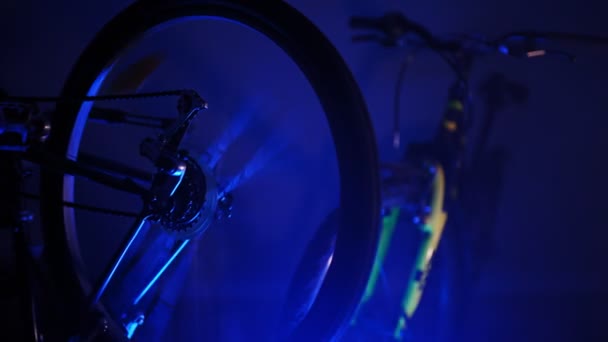 Bicycle Wheel Workshop Rgb Effects — Video Stock