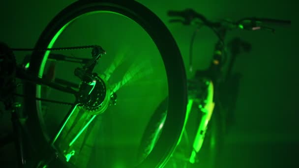 Rueda Bicicleta Taller Efectos Rgb — Vídeos de Stock