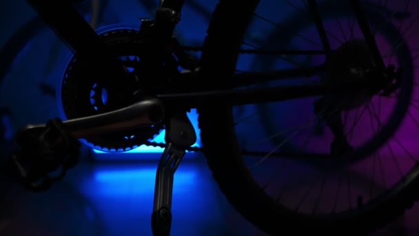 Bicycles Stand Workshop Led Lights — Stock video