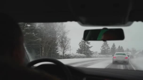 Складні Погодні Умови Дорозі Сніг Плуги Очистити Трек — стокове відео