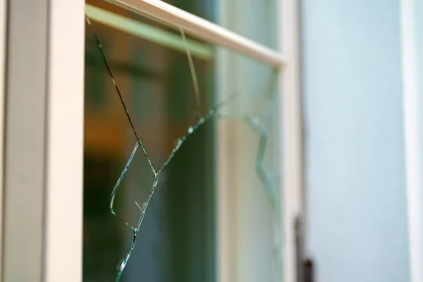 Broken Window House Vandalism Pogroms — Stock Photo, Image