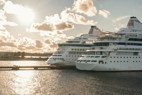 Two cruise ships in the port of Tallinn, Estonia.