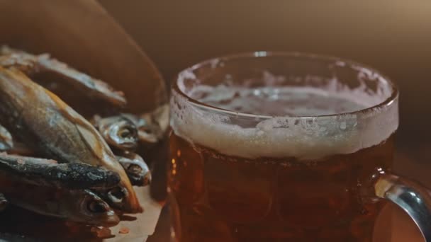 Peixe Seco Sol Cerveja Gelada — Vídeo de Stock