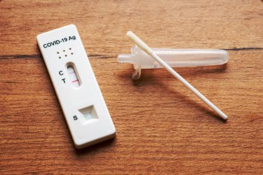 Coronavirüs için pozitif Antijen Hızlı Testi.