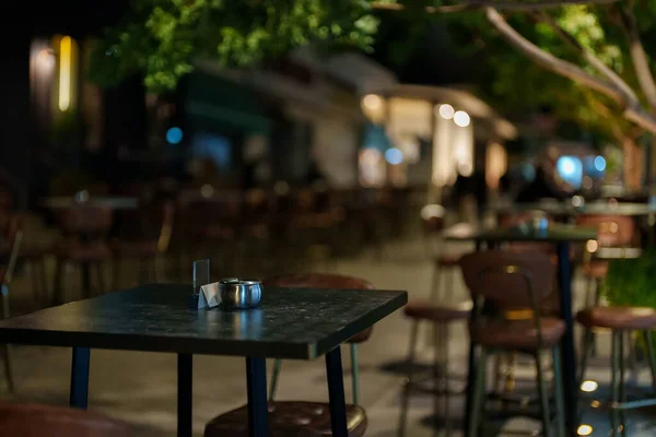 Tafel Buiten Restaurant Zomer Nachts — Stockfoto