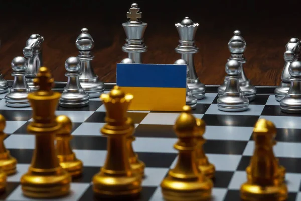 Chess Board Game Concept Political Conflict Ukraine — Stock Photo, Image