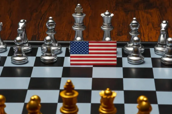 Schachbrettspiel Konzept Des Politischen Konflikts Mit Den Usa — Stockfoto