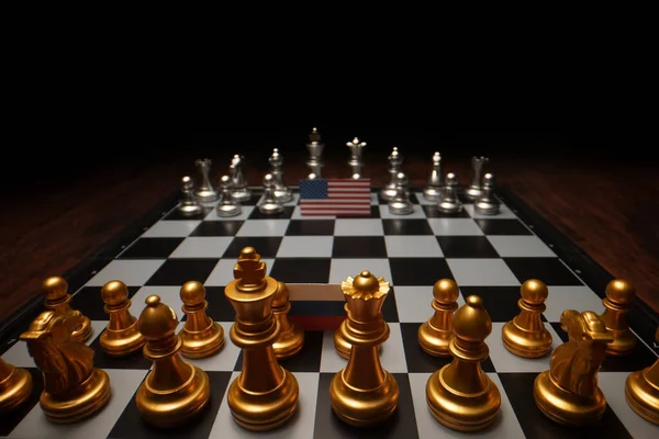 Schachbrettspiel Konzept Des Politischen Konflikts Mit Den Usa — Stockfoto