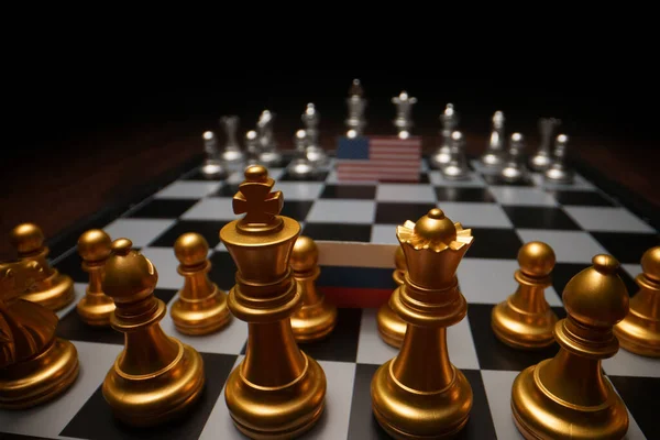 Schachbrettspiel Konzept Des Politischen Konflikts Mit Den Usa — Stockfoto