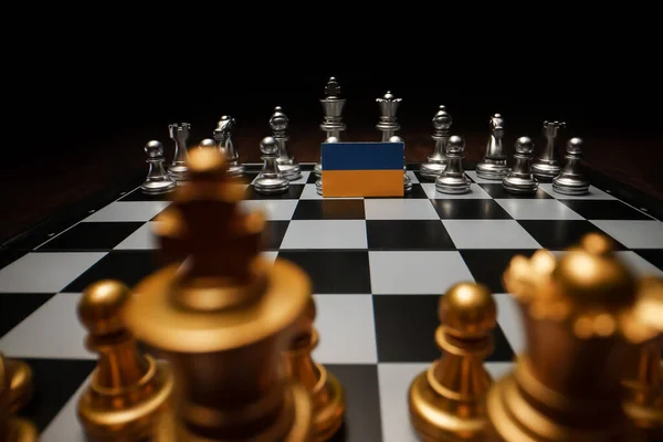 Schachbrettspiel Konzept Des Politischen Konflikts Mit Der Ukraine — Stockfoto