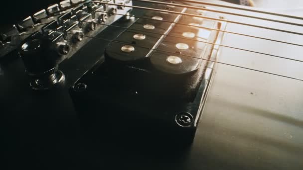 Primer Plano Guitarra Eléctrica Semi Acústica — Vídeos de Stock