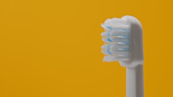 Detailní Pohled Elektrické Ultrazvukové Štětiny Zubního Kartáčku — Stock video