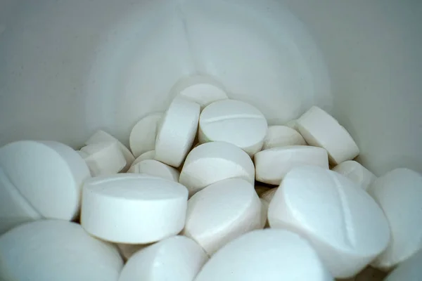 Open Plastic Jar White Pills — Stock Photo, Image