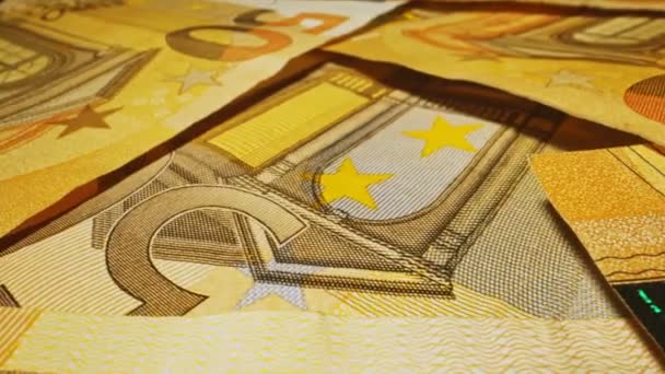 Lots Banknotes Worth Fifty Euros — Stock Video