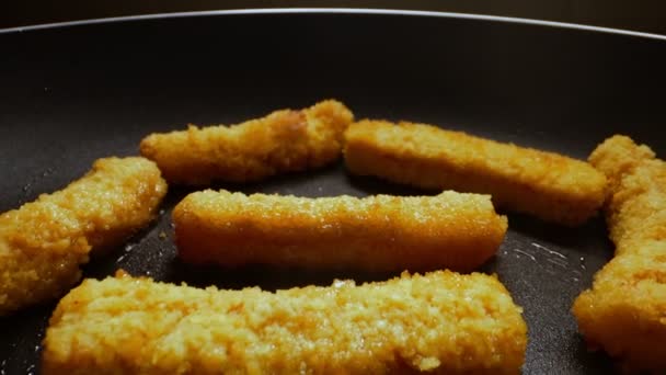 Chicken Nuggets Frying Pan — Stock Video