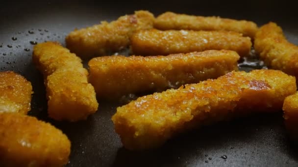 Chicken Nuggets Frying Pan — Vídeos de Stock