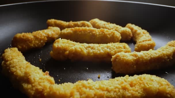 Chicken Nuggets Frying Pan — Vídeos de Stock