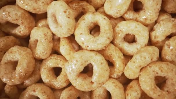 Macro Vista Los Círculos Cereales Tazón — Vídeo de stock