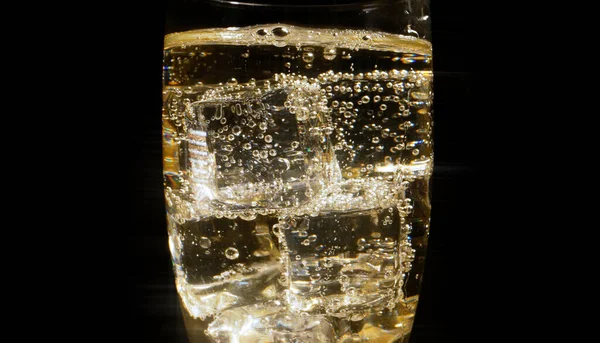 Glass Champagne Ice Cubes Close — Stock Photo, Image