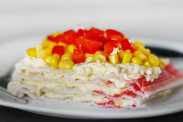 Nova Receita Bolo Surimi Peixe Com Páprica — Fotografia de Stock