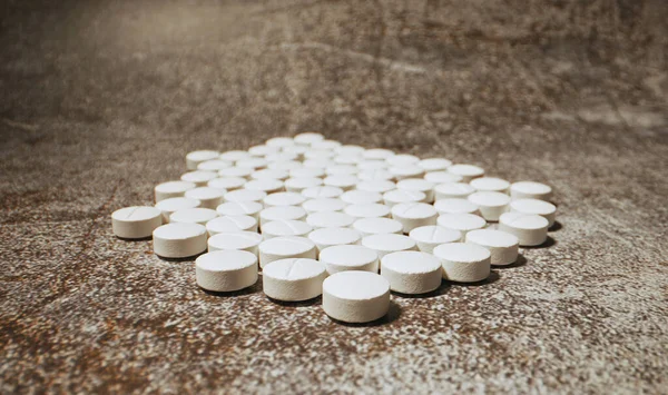 Lot White Pills — Stock Photo, Image