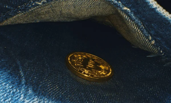 Golden Bitcoin Back Pocket Jeans — Stock fotografie