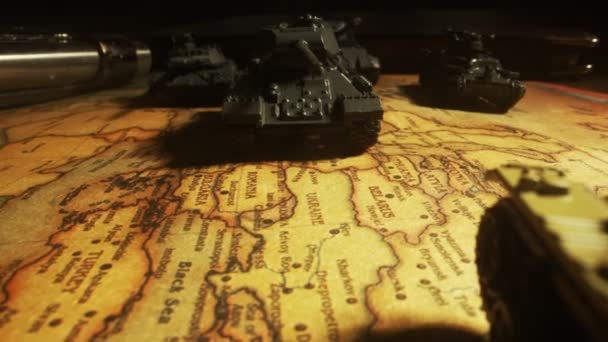 Haritada Oyuncak Tankları Var Ukrayna Askeri Operasyonlar — Stok video