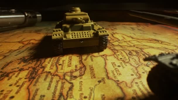 Serbatoi Giocattolo Sulla Mappa Operazioni Militari Ucraina — Video Stock