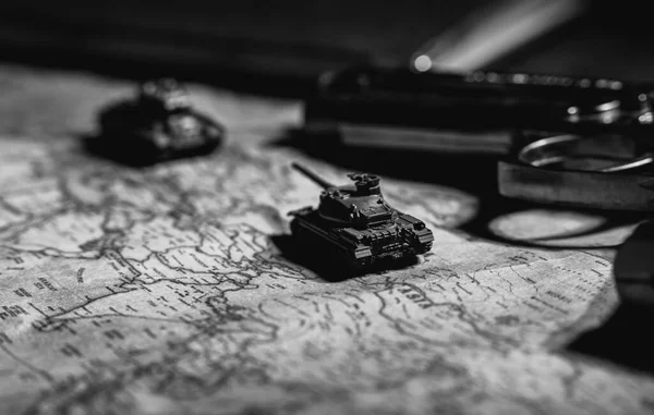 Tanques Brinquedo Mapa Operações Militares Ucrânia — Fotografia de Stock