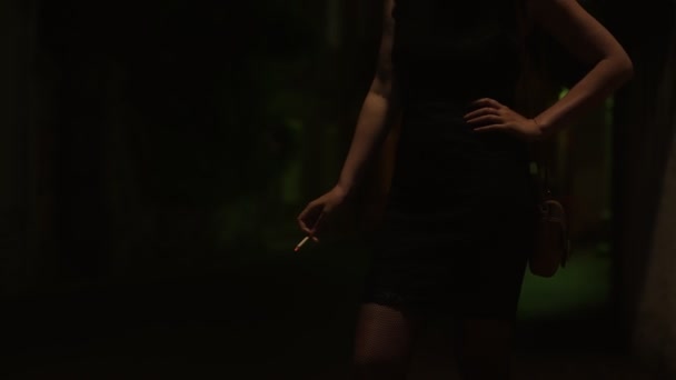 Prostituta Femminile Con Sigaretta Strada — Video Stock