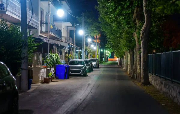 Night Street Parked Cars — Stock Photo, Image