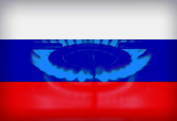 Orosz Zászló Kék Gáz Lángjai — Stock Fotó