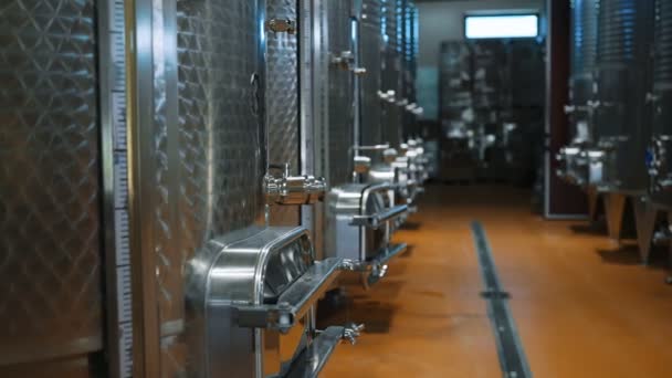 貯水池付き近代的なワイン工場のインテリア — ストック動画