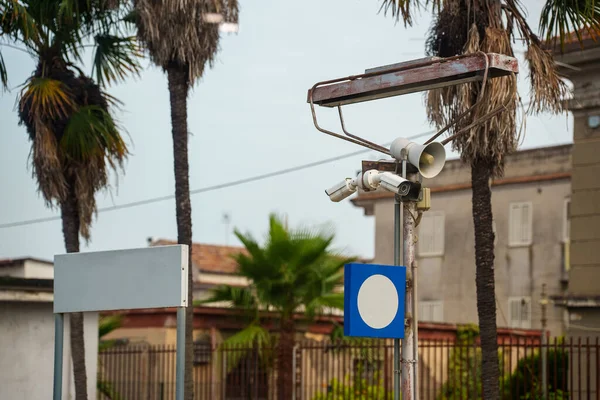 Surveillance Camera Loudspeaker Street — Stok fotoğraf