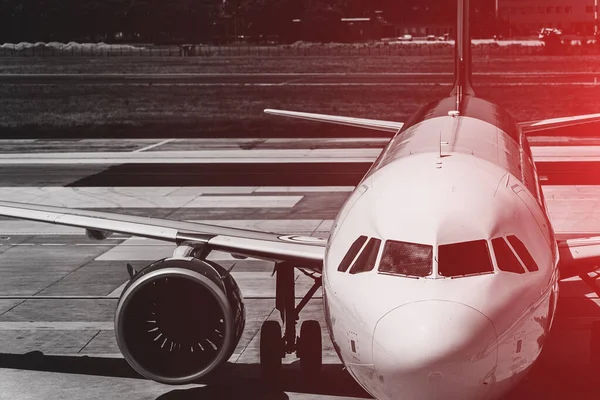 Weergave Van Close Van Vliegtuig Vliegveld Airport — Stockfoto